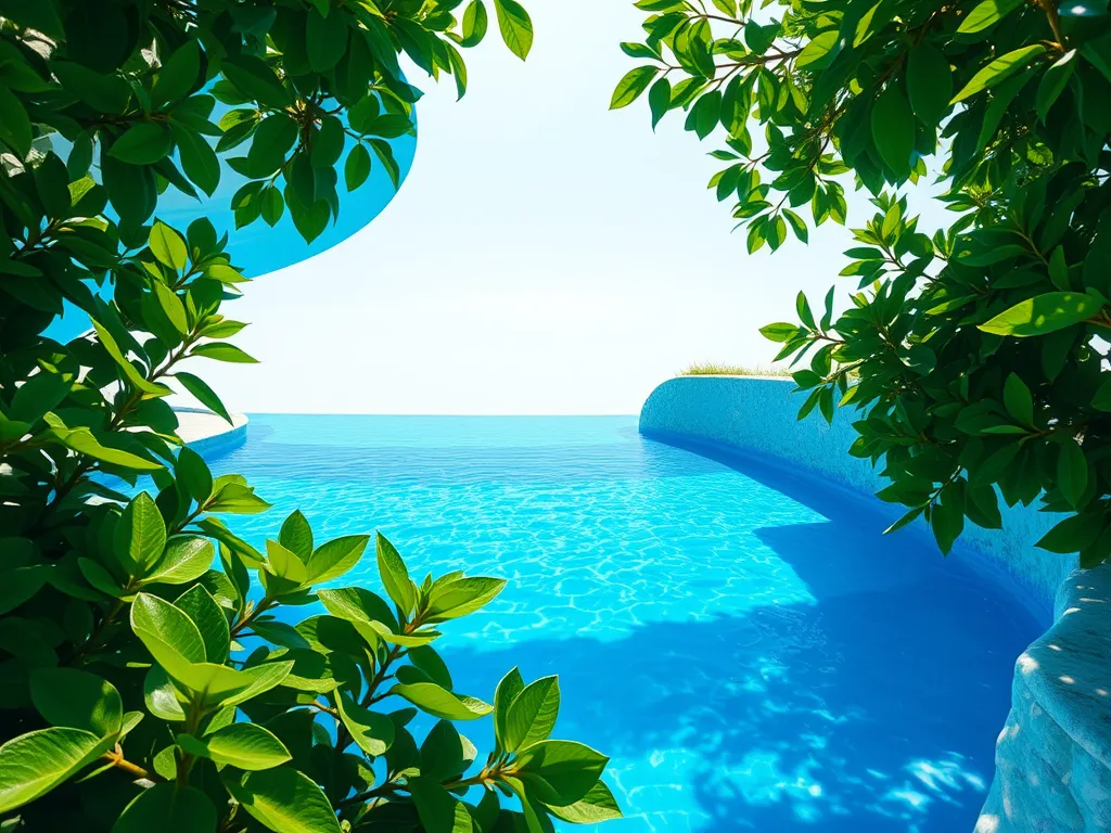 A clear view of an above ground pool surrounded by greenery, illustrating the need for chlorine in pool maintenance.
