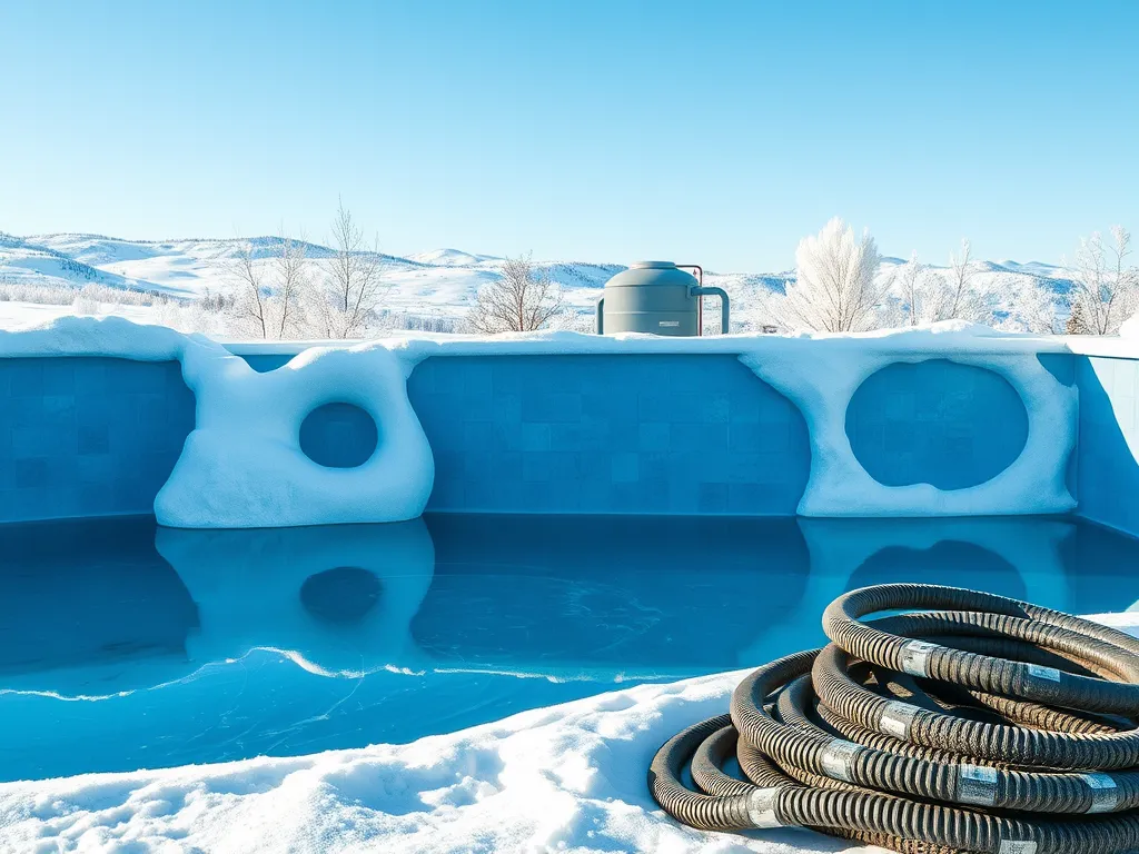 Above ground pool with de filter system and winter conditions