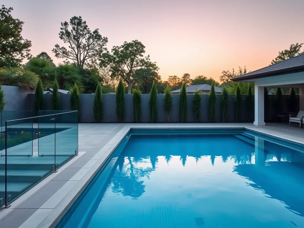 Beautiful above ground pool deck showcasing modern design and landscaping