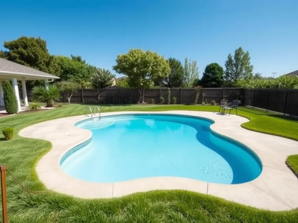 A beautiful above ground pool in a backyard, illustrating considerations for pool permits.