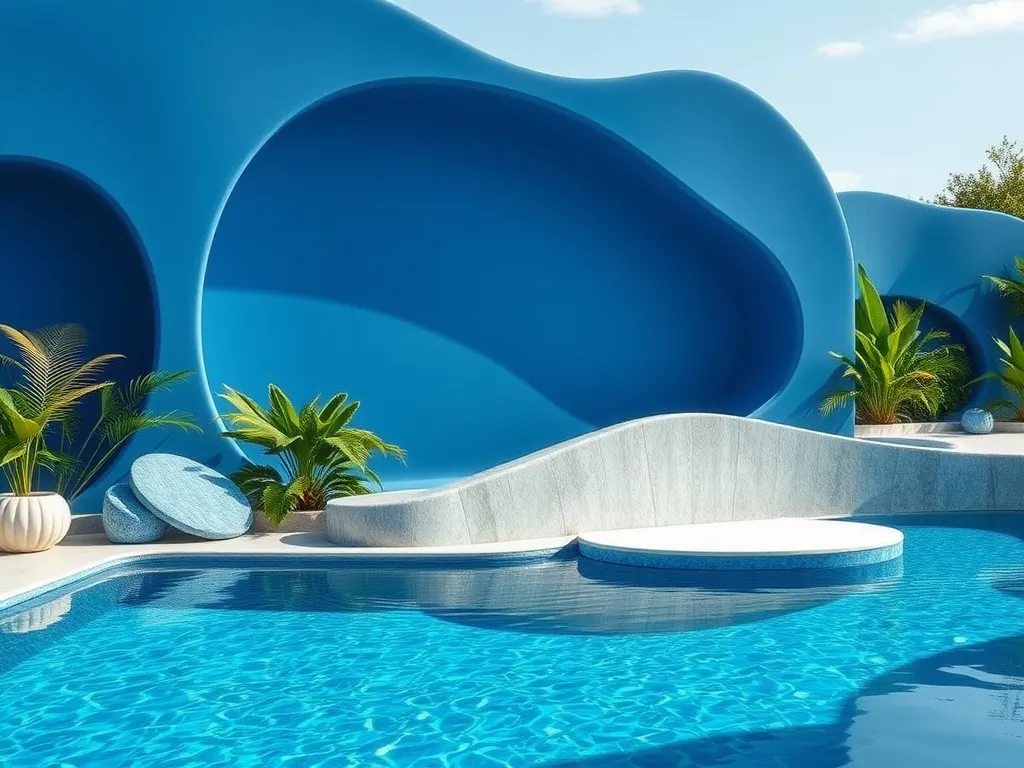 A beautiful pool with a tanning ledge, showing how to add a tanning ledge to an existing pool.