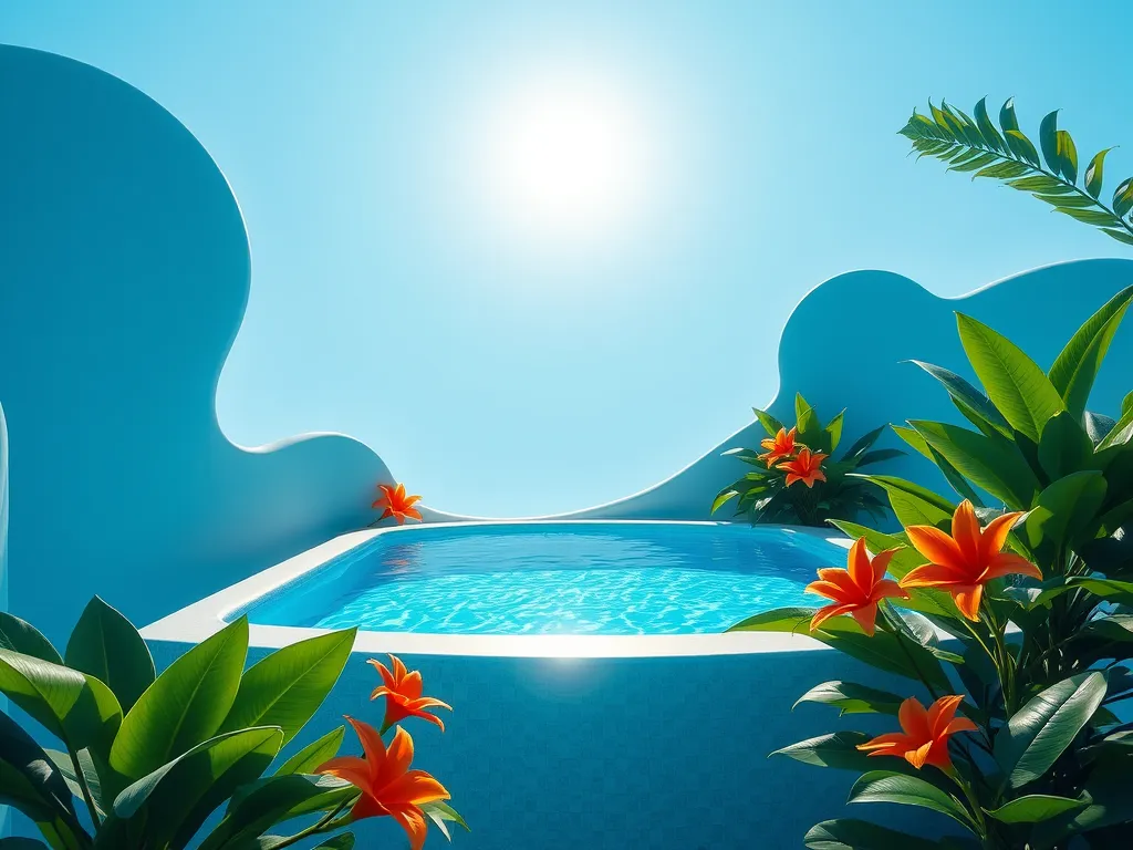 A beautiful pool surrounded by vibrant flowers, highlighting the importance of maintaining alkalinity in pools.