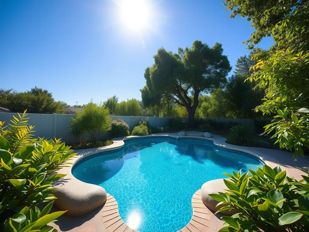 A beautiful backyard pool showcasing ideal conditions for a residential pool installation.