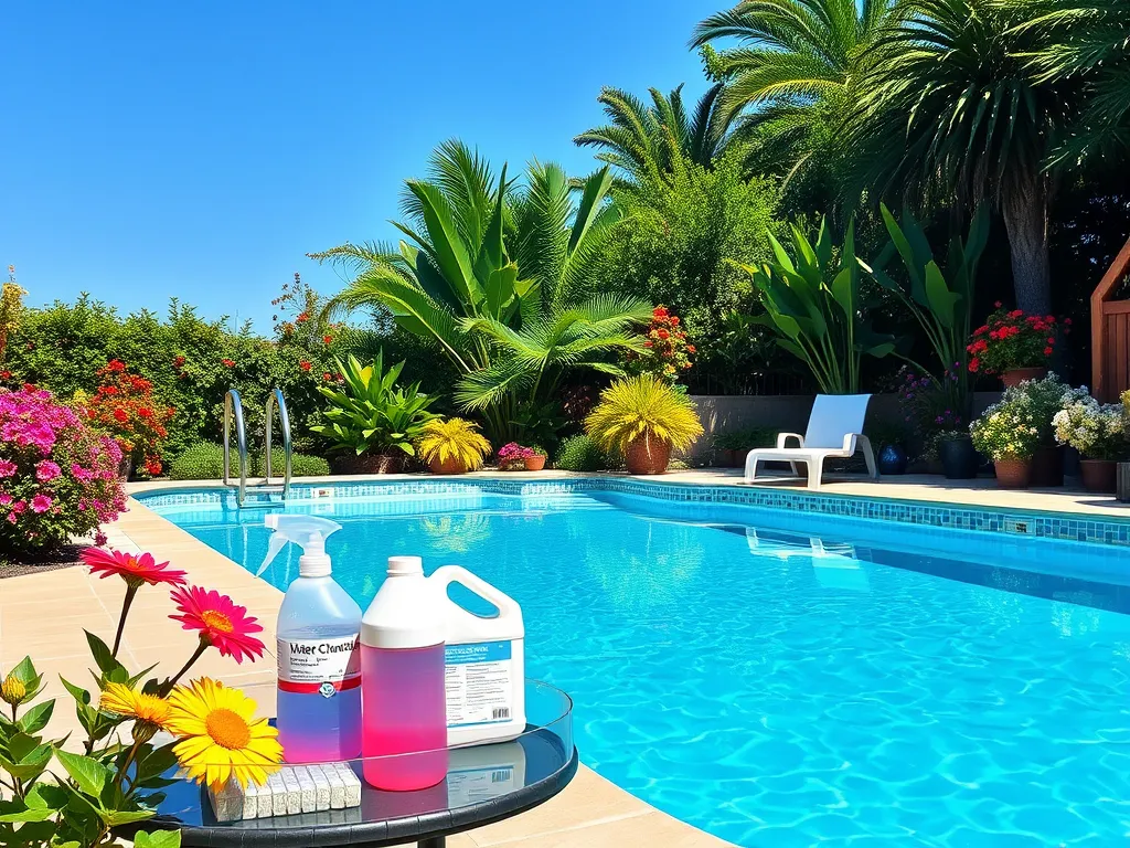 Swimming pool with baking soda and soda ash treatment, illustrating safety for swimmers.