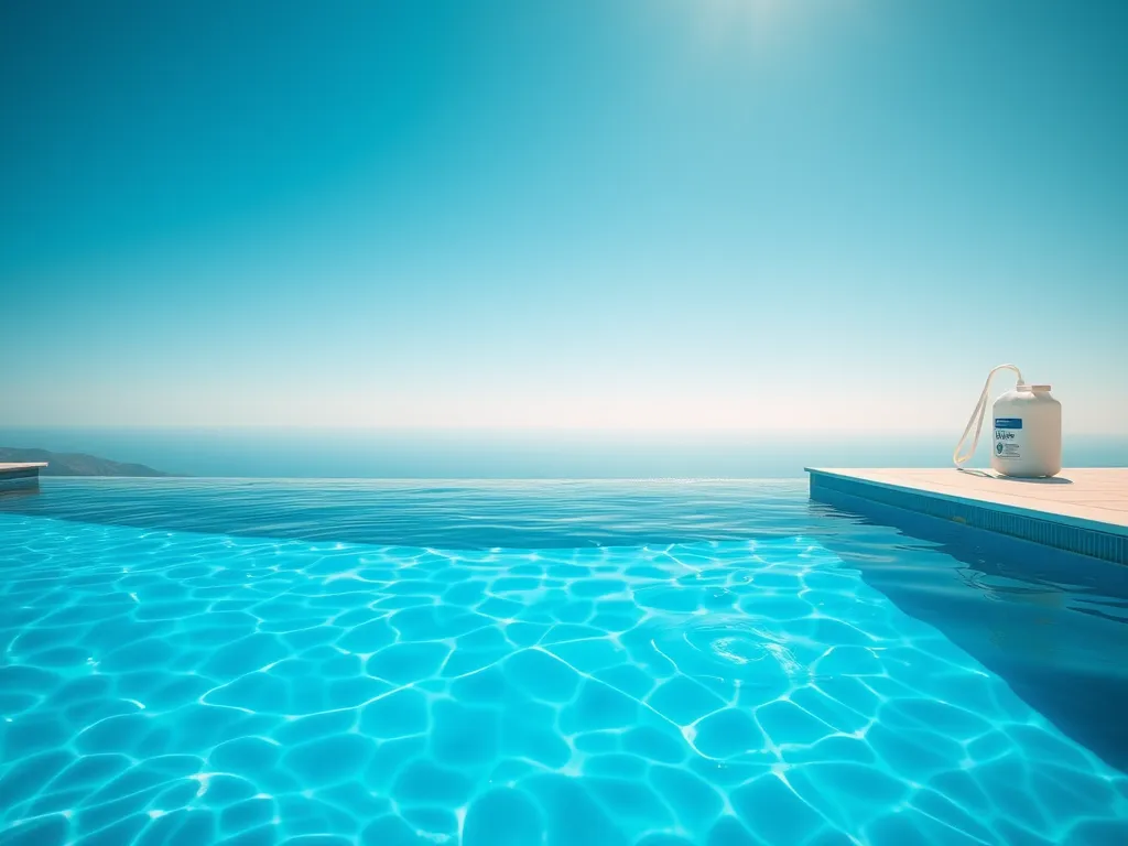 A crystal clear pool with pool shock treatment for optimal water clarity and hygiene.