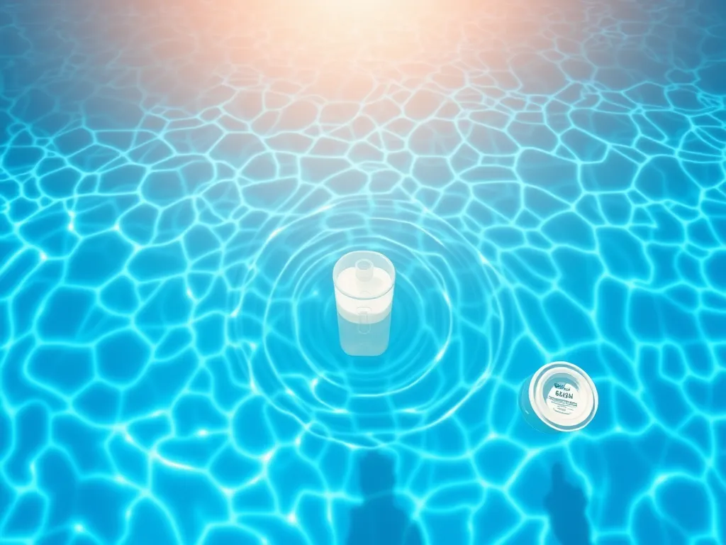 Pool water with bleach container, discussing can you use bleach instead of chlorine.