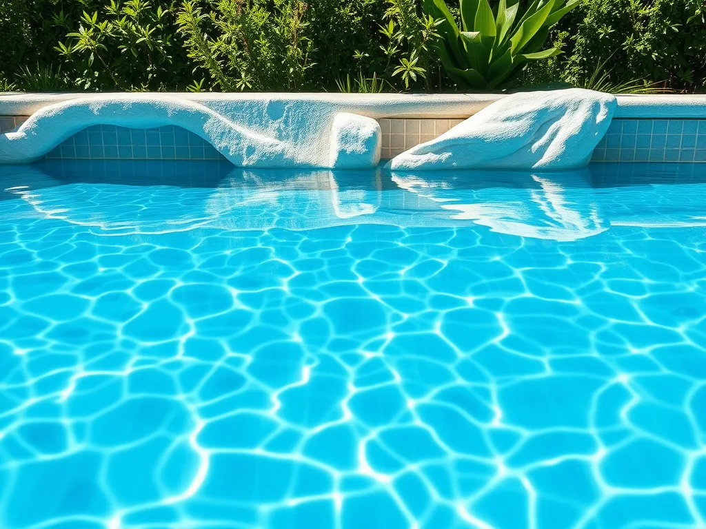 Clear blue swimming pool water reflecting sunlight, emphasizing the effects of borax in pool maintenance.