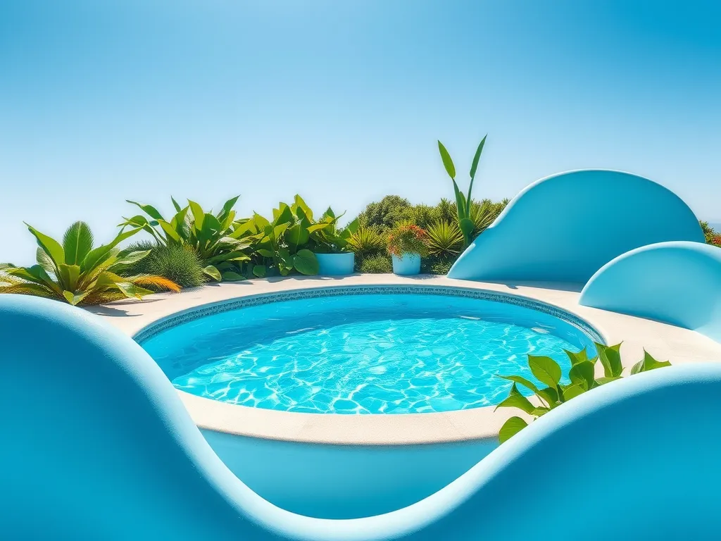 A serene poolside scene illustrating the question of whether braids can get wet in the pool.