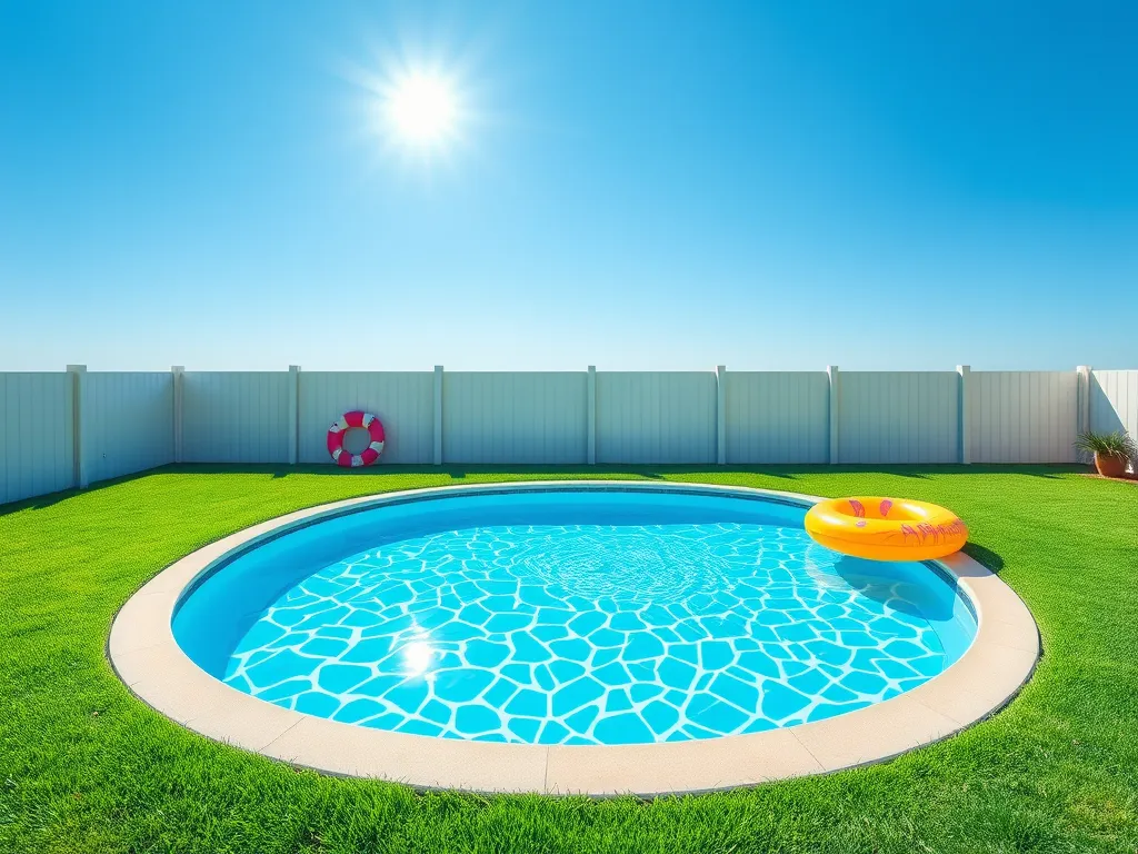A beautiful inground pool surrounded by grass and a bright sunny sky, showcasing options for building your own pool.