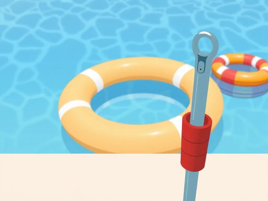 Swimming pool with lifebuoys, relevant to the question of whether cats can drown in swimming pools.