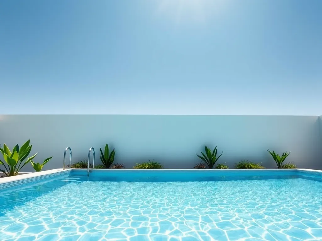 Clean swimming pool with clear water, discussing if regular Clorox can be used.