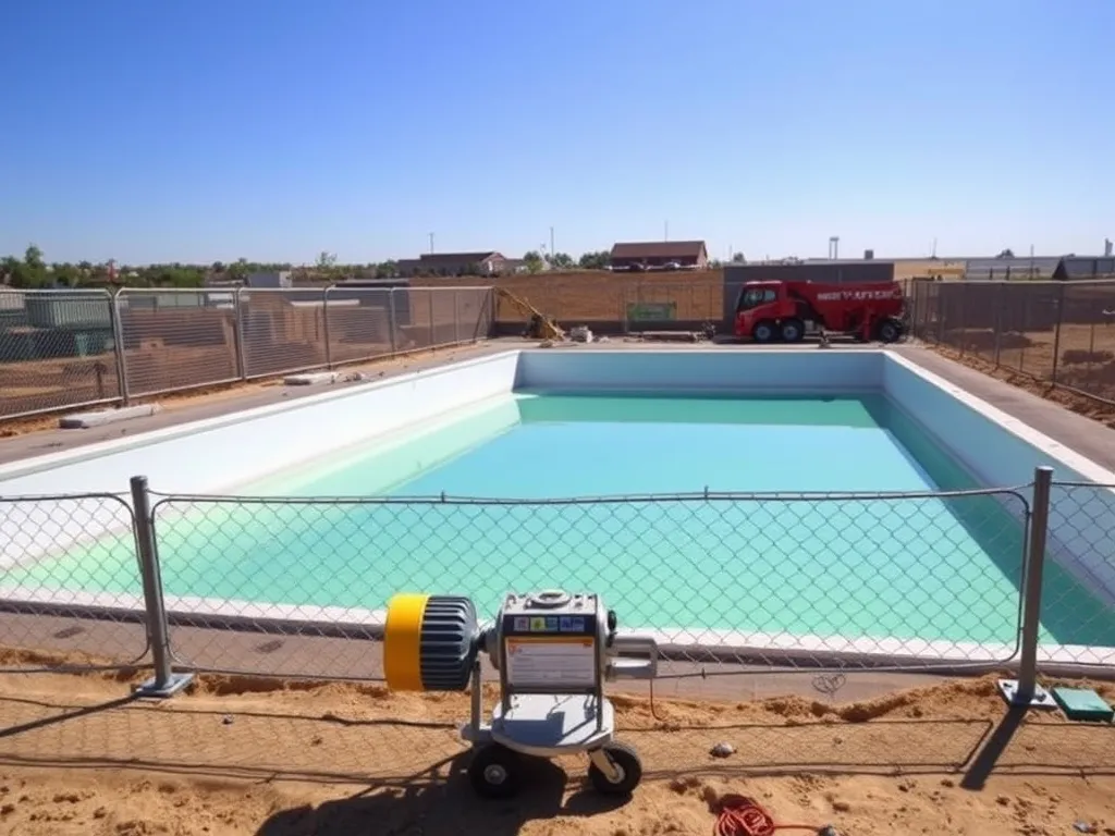 Above ground pool close-up ready for winterization process