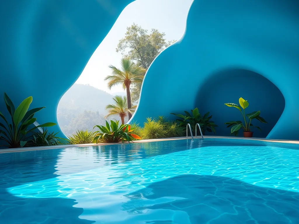 Clear swimming pool water in a modern setting illustrating effects of chlorine on pool clarity