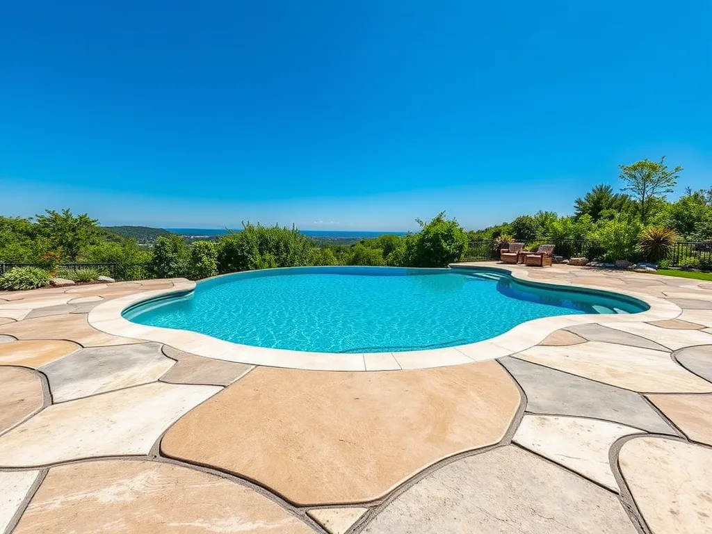 A stunning swimming pool with coping that can be calculated using a coping cost pool calculator.
