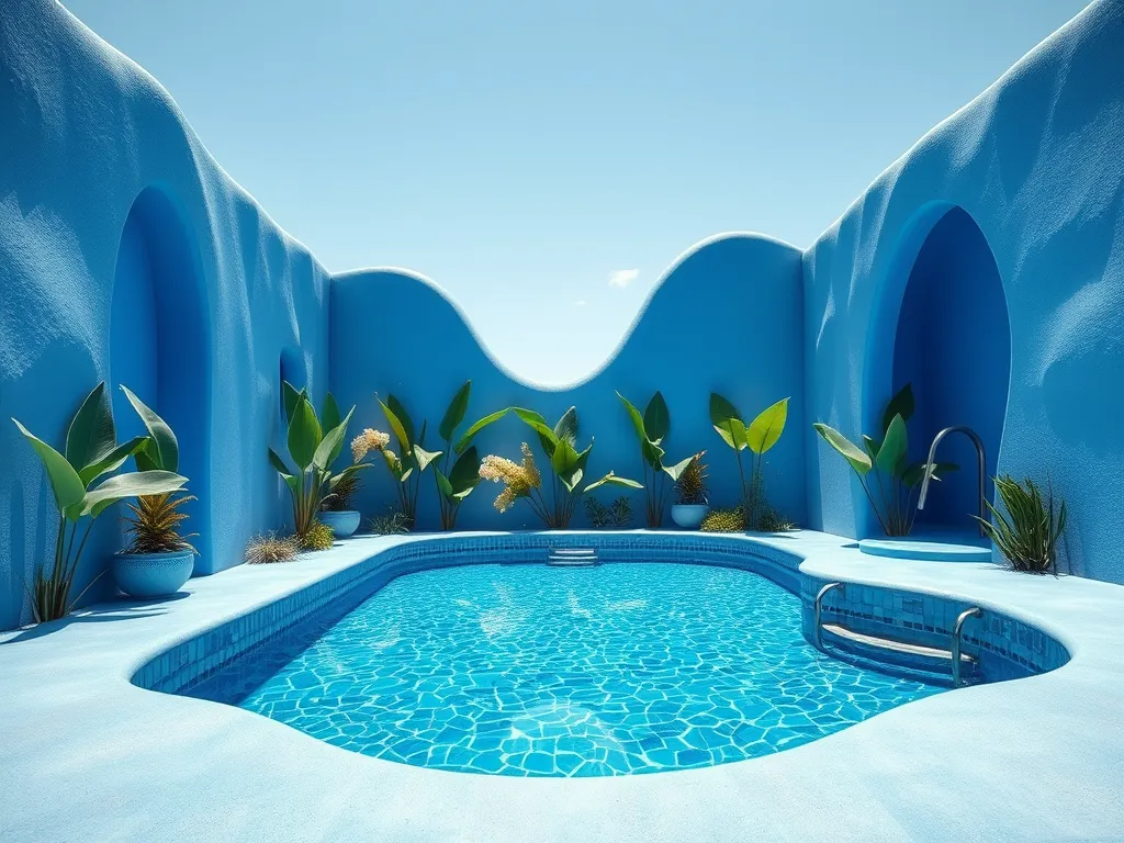 Beautiful pool surrounded by copper piping affecting water chemistry and algae growth