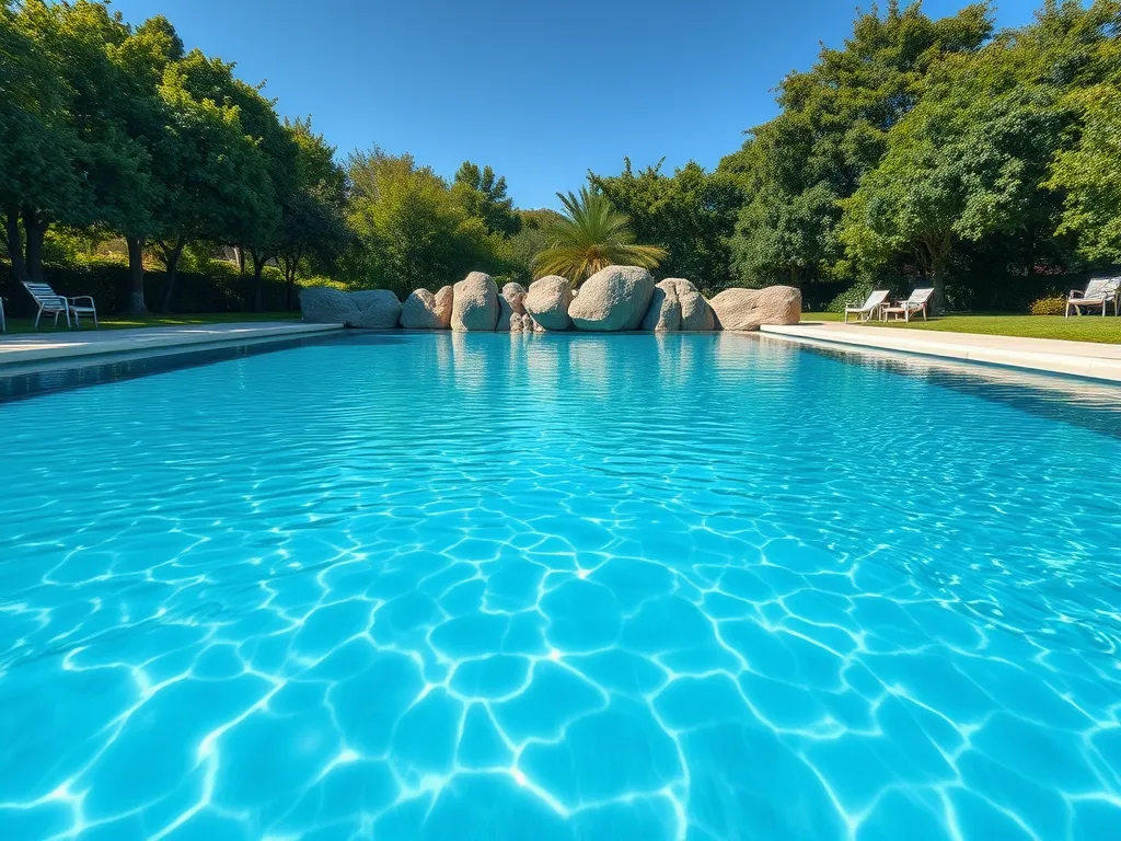 Swimming pool showing clear water and surrounding vegetation, emphasizing the importance of corrosion protection.