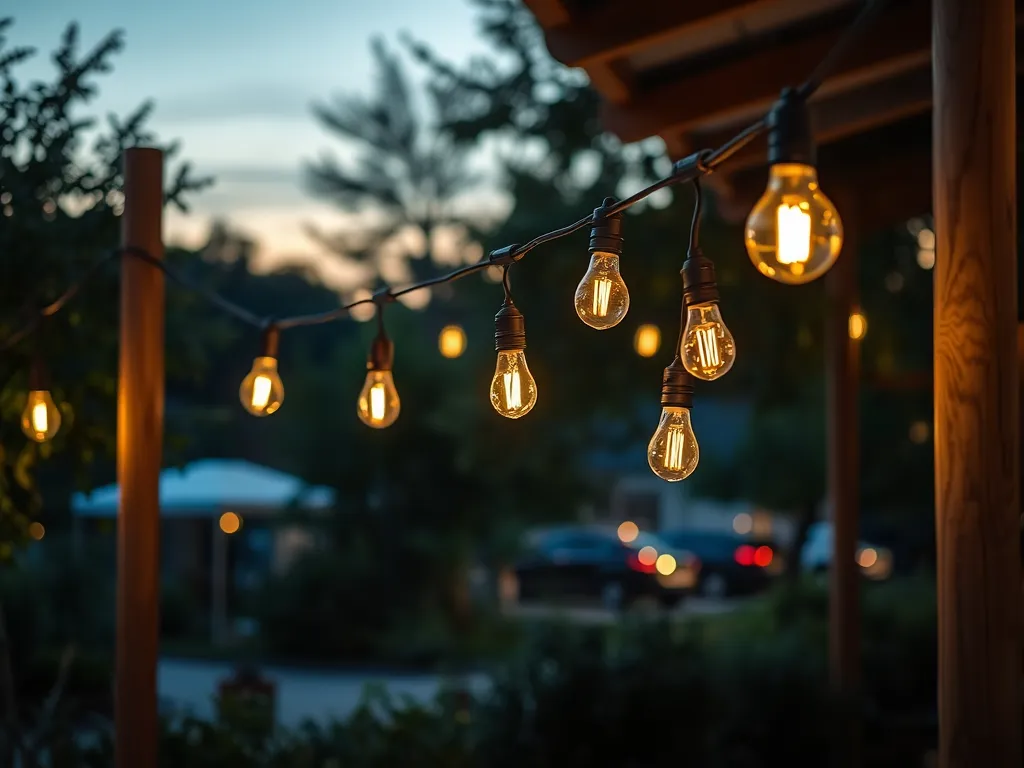 String lights for DIY pool landscaping to enhance ambiance