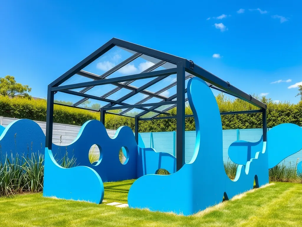 Colorful do it yourself pool enclosure kit with a modern design