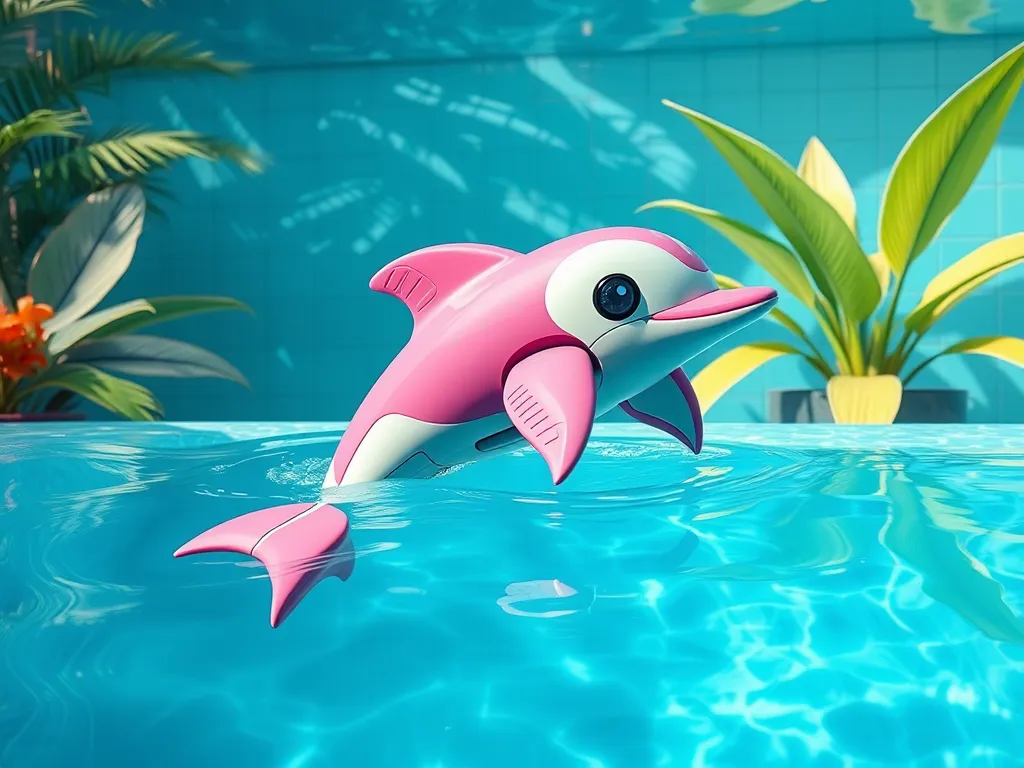 Dolphin robot designed for cleaning pools swimming in water
