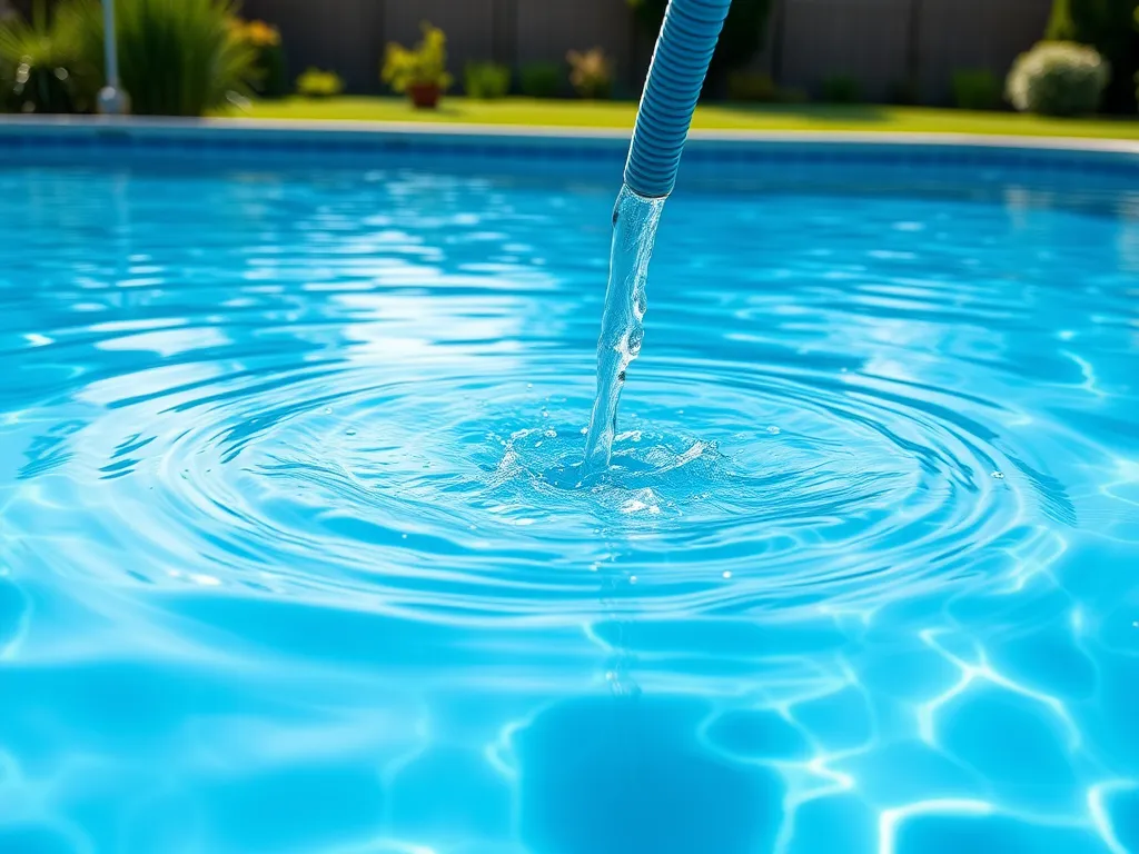 Drain water from pool after rain using a hose to prevent overflow.
