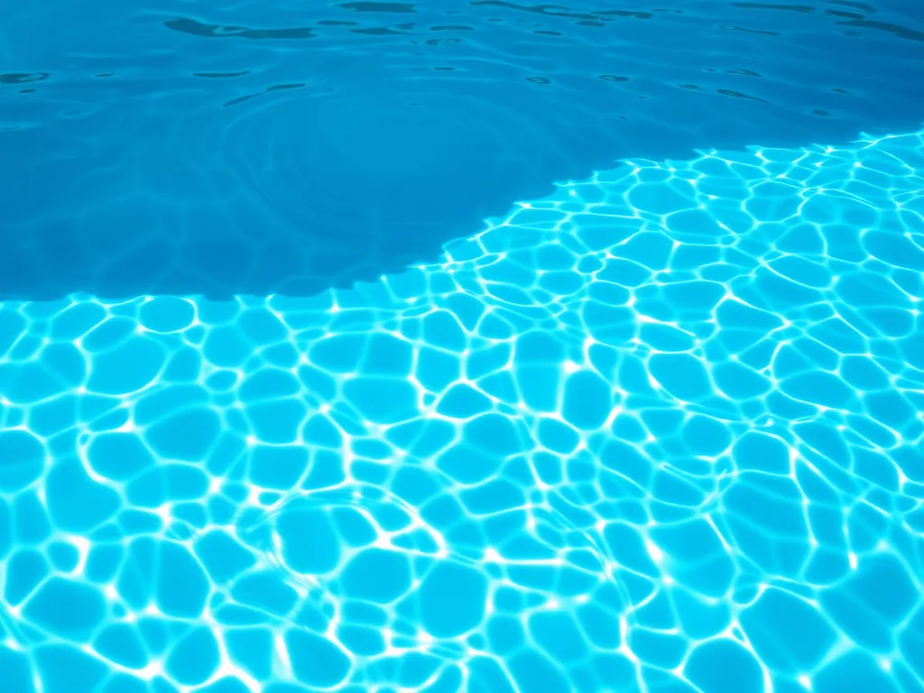 Clear blue pool water with light reflections, relevant to dyeing pool water.