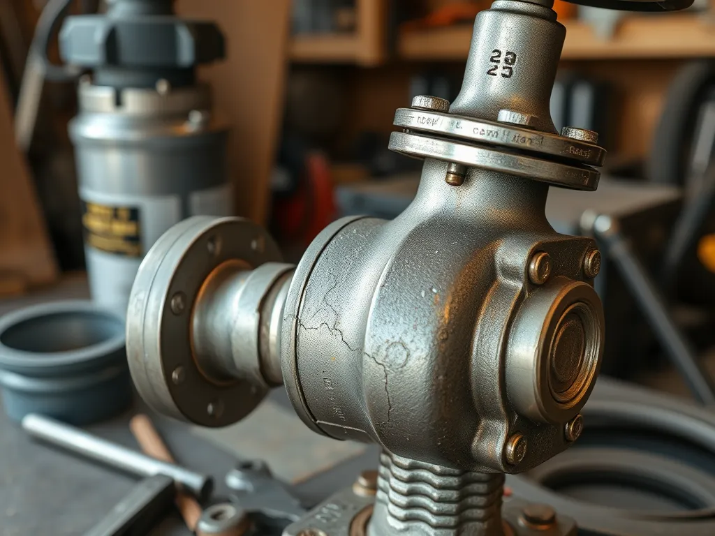 Close-up of a faulty valve that could cause pool pump priming issues.