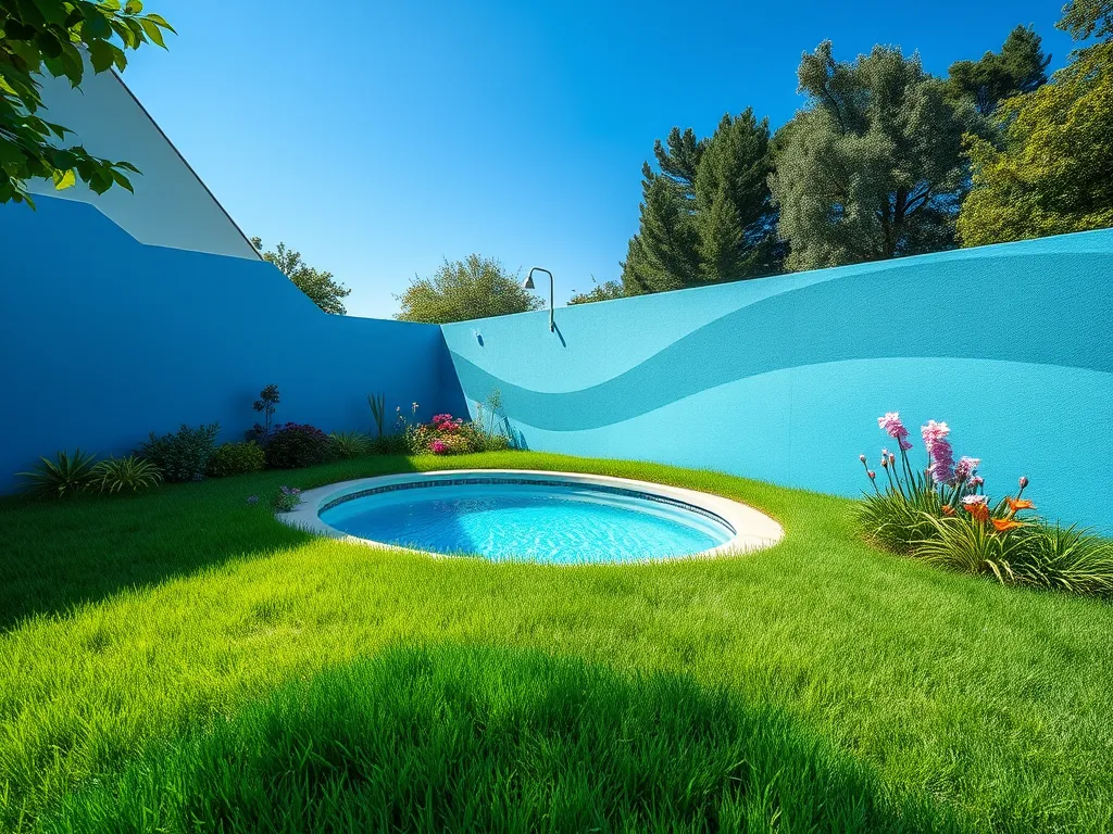 A beautiful fiberglass pool surrounded by lush grass, illustrating considerations of slipperiness.