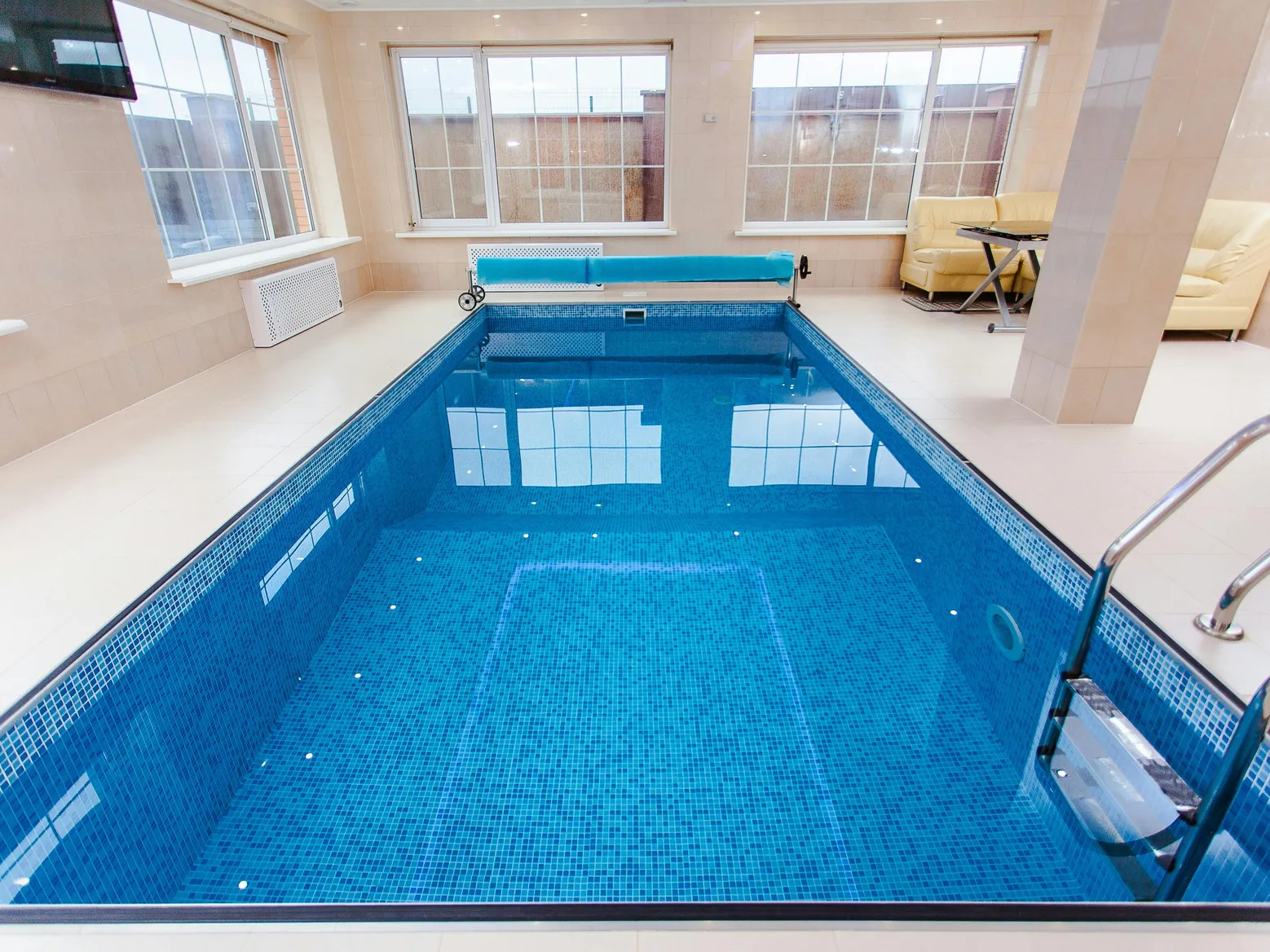 Indoor swimming pool that may be filled by the fire department