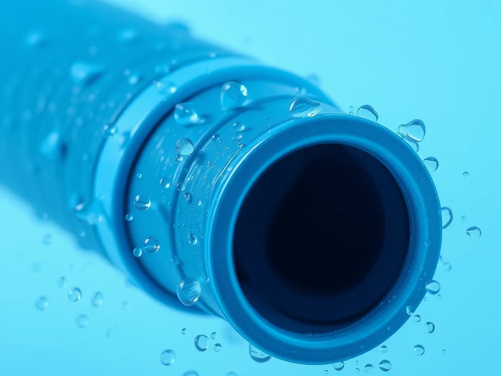 A close-up of a blue pool liner with water droplets, related to the use of Flex Seal for pool repairs.