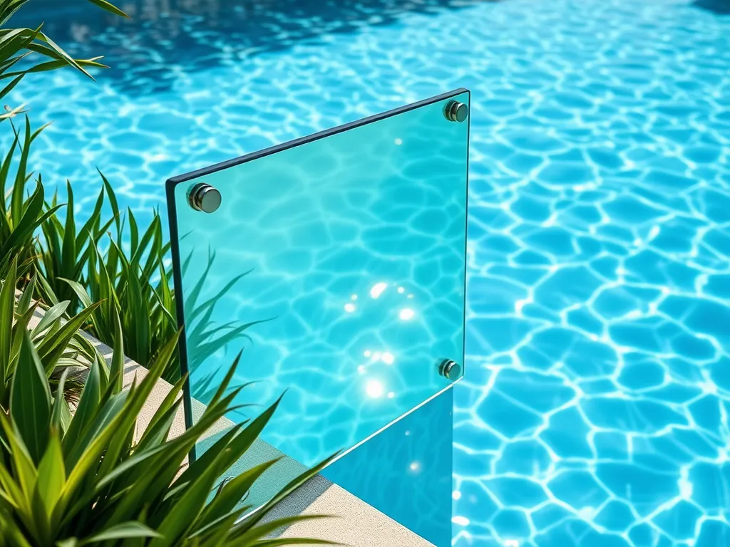 Glass pool fencing installed around a swimming pool, showcasing safety and aesthetics.