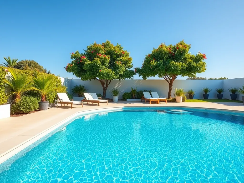 Beautiful pool area at Harrah's New Orleans featuring lounge chairs and palm trees.