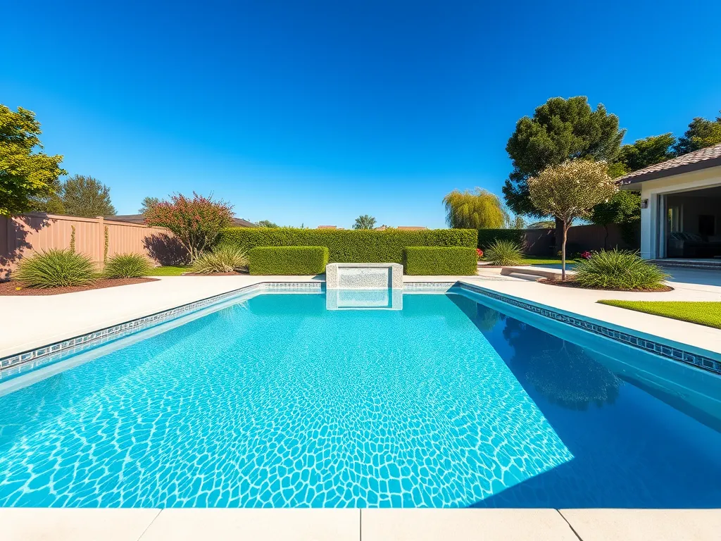 Beautiful backyard pool requiring HOA approval for installation