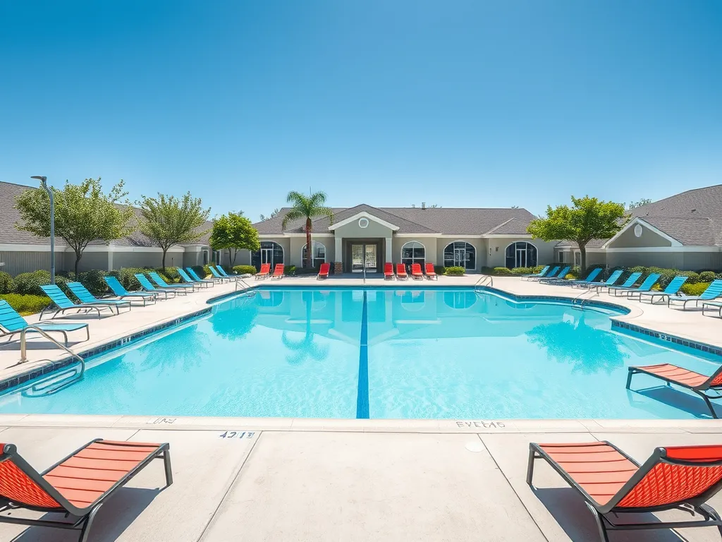 Clear and inviting HOA swimming pool, illustrating community amenities for homeowners.