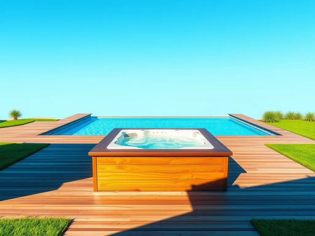 A beautiful hot tub placed next to an existing swimming pool, exploring the concept of adding a hot tub to a pool.