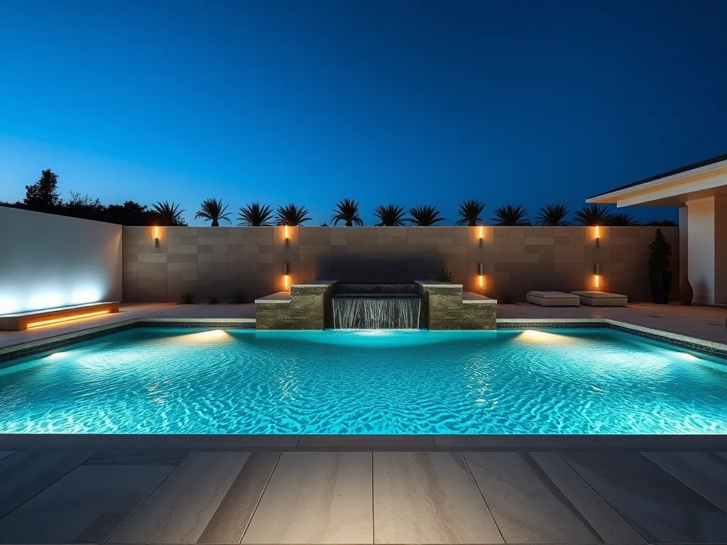 A modern pool with a hot tub, showcasing the integration of a hot tub into an existing pool setting.