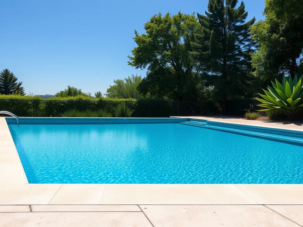 A serene indoor pool, emphasizing safety concerns for swimming during a thunderstorm.