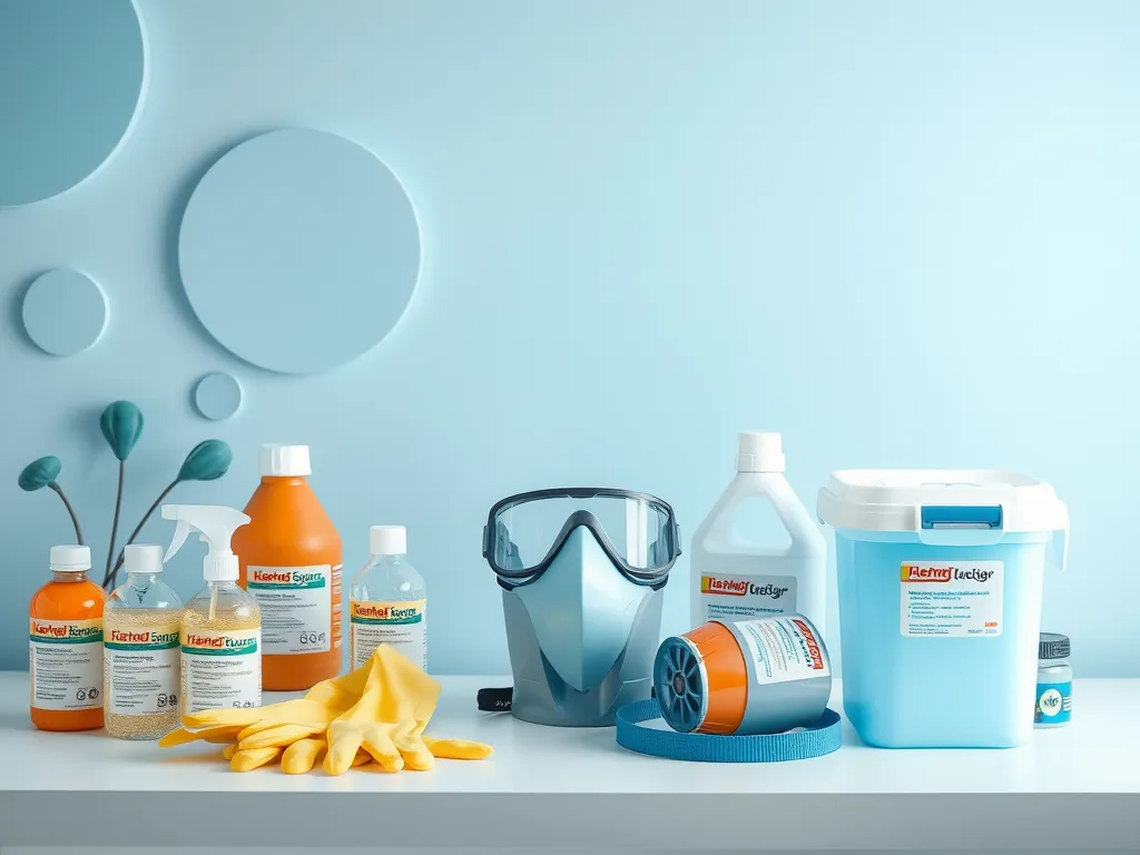 Various Klean Strip cleaning products including muriatic acid for pool maintenance