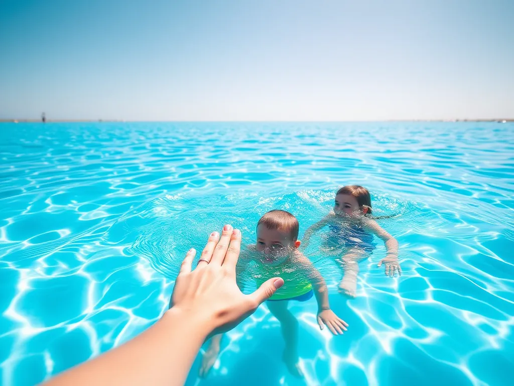 Children swimming in a pool, discussing the potential for lice transmission in water.