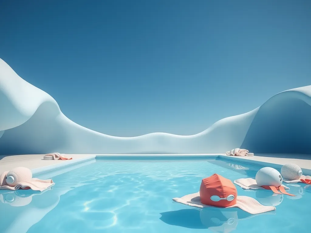 A swimming pool with pool floats, illustrating the topic of lice transmission in aquatic environments.