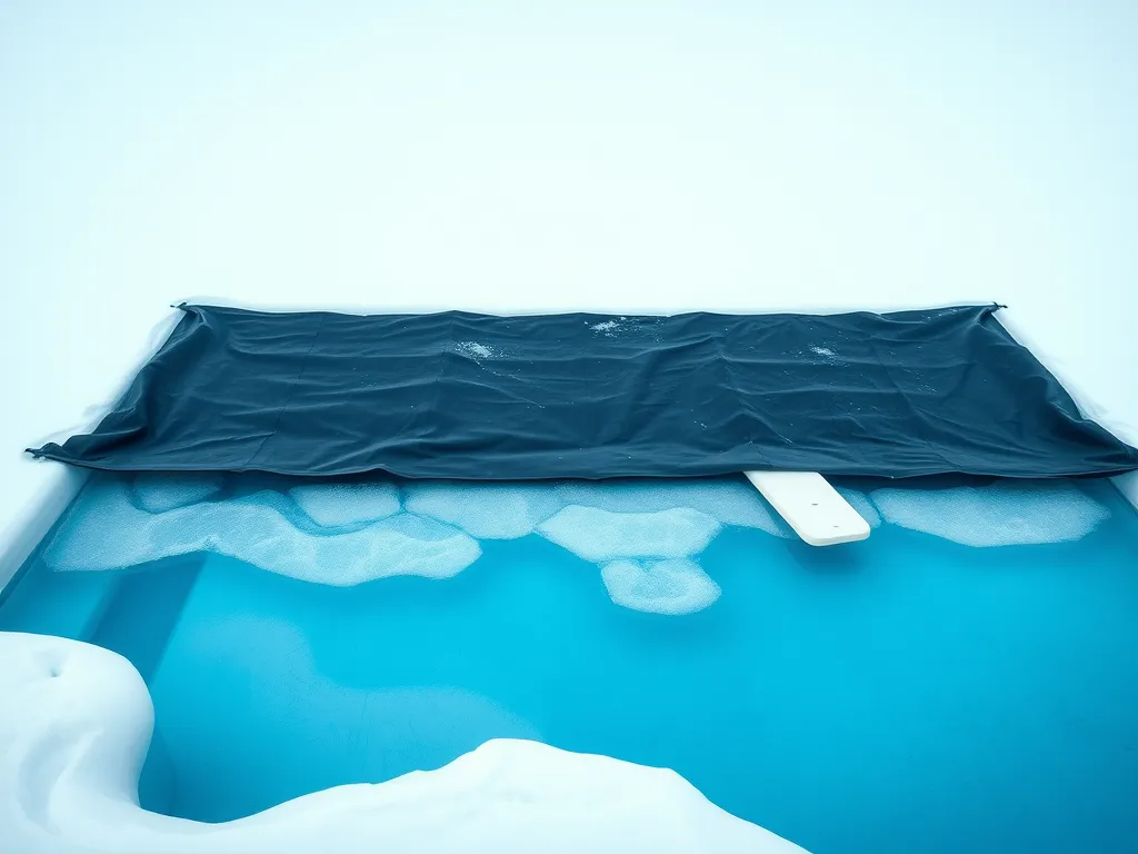 Covered swimming pool during off-season for maintenance