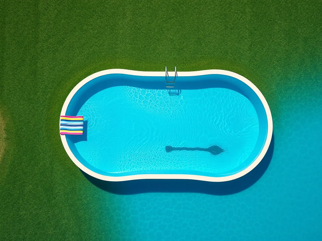 Aerial view of an oval pool, essential for calculating gallon capacity.