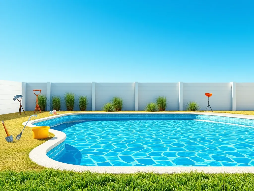 Pool with cleaning supplies, related to using pool chlorine to clean vinyl siding