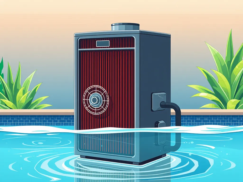 Heater unit in pool water demonstrating how to keep pool equipment from freezing