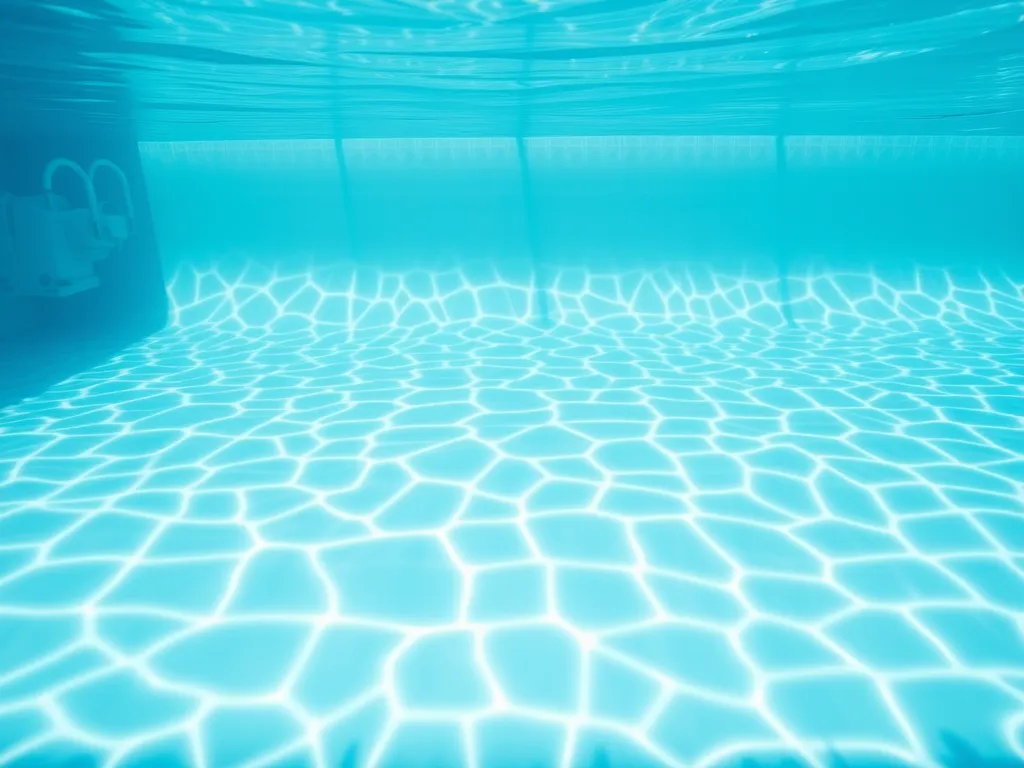 Crystal clear water surface in a swimming pool showing effective pool filter media.