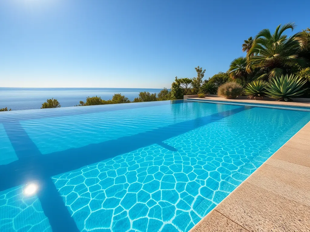 Beautiful infinity pool overlooking the ocean, illustrating the importance of pool filter operation.