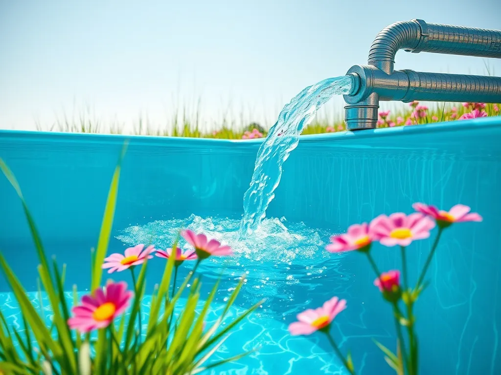 Diagram showing water flow into a pool, essential for calculating pool flow rate.