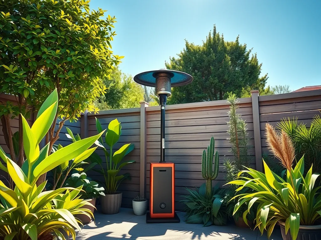 A pool heater situated in a well-maintained garden, emphasizing the need for GFCI protection.