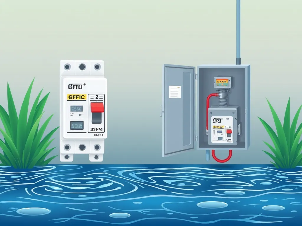 GFCI breaker for pool heater safety and protection against electrical hazards