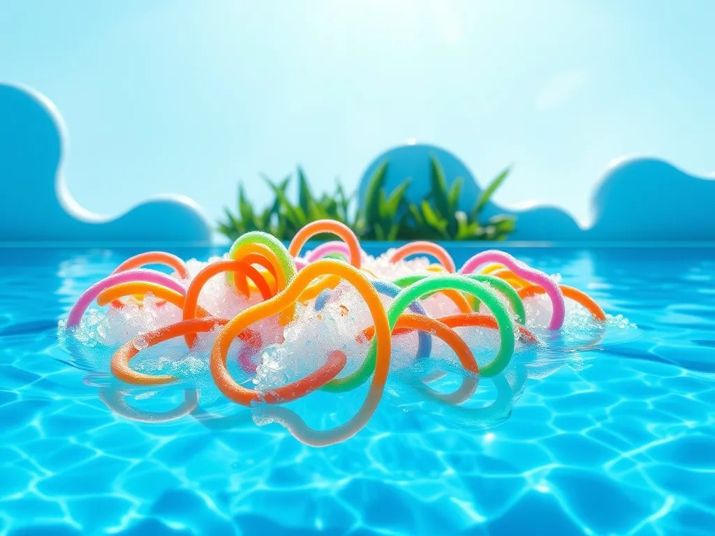 Colorful pool noodles floating in water, related to their flammability.