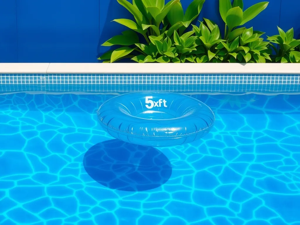 Clear pool pillow floating on water, related to winter pool cover needs.